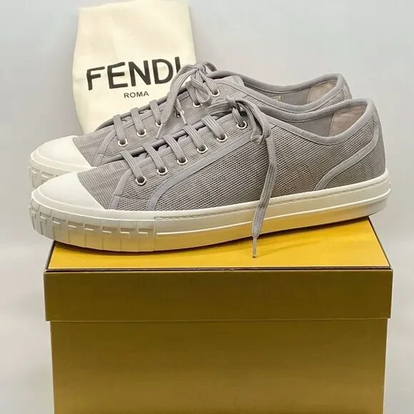 Fendi Domino FF jacquard fabric low top sneakers size 11